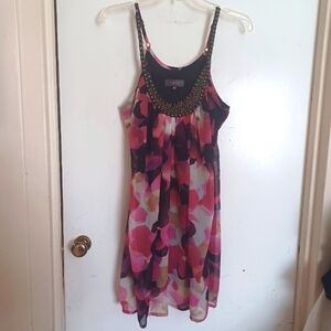 Women's strappy beaded chest vibrant lined slip dress size Xsmall